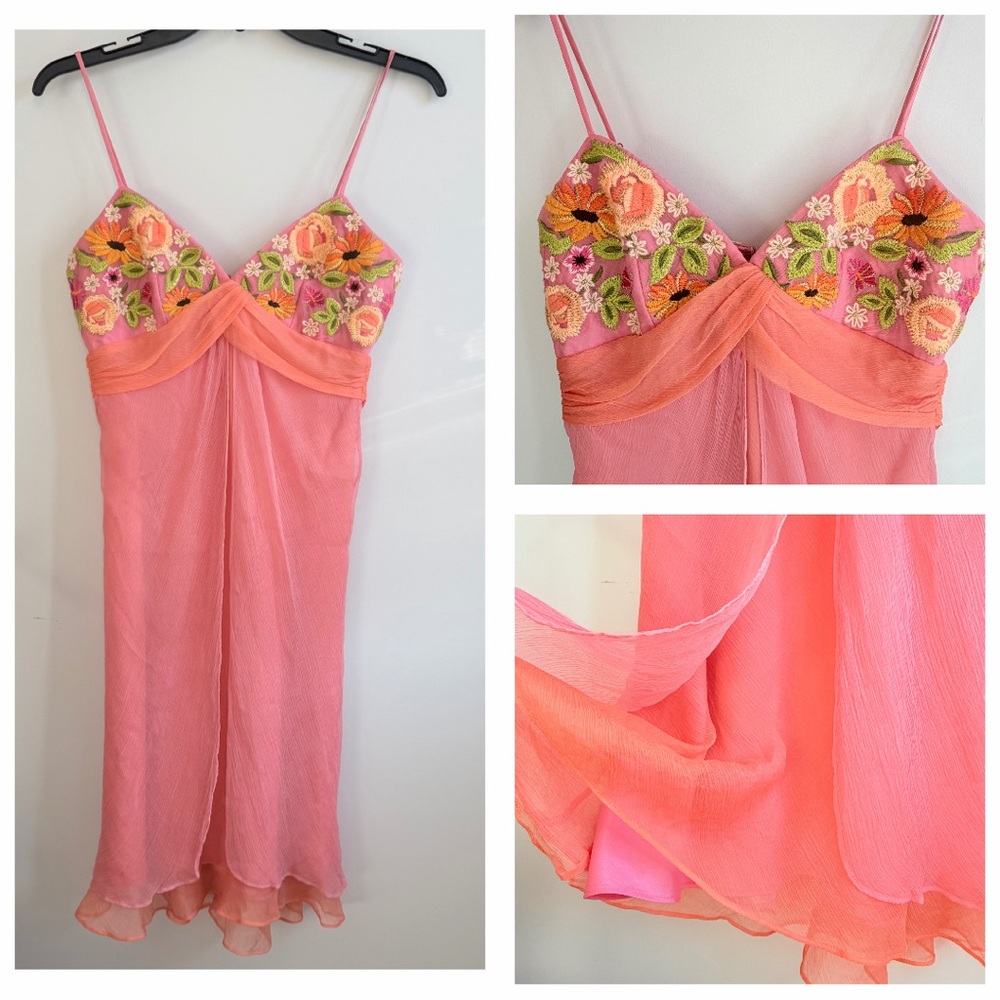 vintage y2k silk slip mini dress floral embroidered zara larsson midnight sun